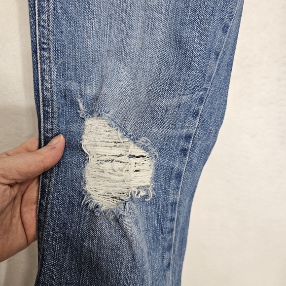 Zara Straight Leg Cropped Fringe Hem Distressed Jeans size 6 - Picture 6 of 11